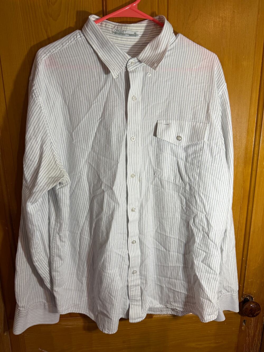 MEN'S CRIQUET ORGANIC COTTON BUTTON DOWN LOGO DESIGNER SHIRT WHITE Size XL